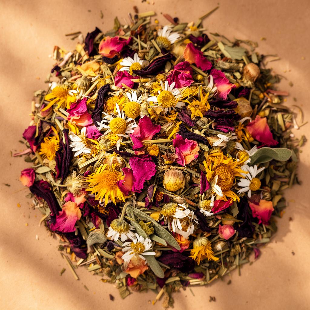 Vibrant loose whole flower herbal tea blend